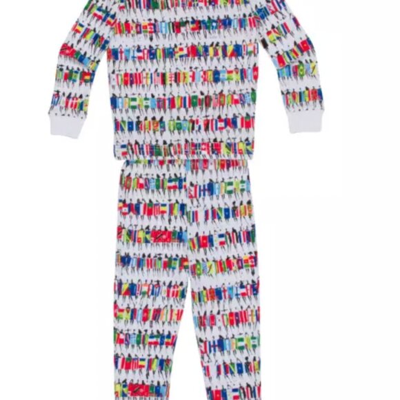 Sant and Abel x Donald Robinson Cotton Multi Flags pjs 4-5 years - Picture 1 of 5